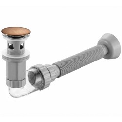 REA - Umyvadlový sifon s univerzální výpustí click-clack Flow Brush Copper (REA-A9497)
