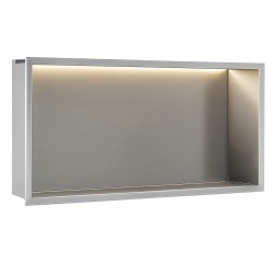REA - VESTAVNÁ KOUPELNOVÁ POLICE LED 30x60 steel brush (REA-08544)