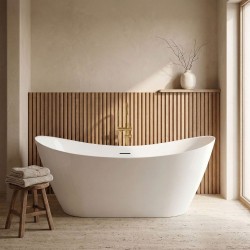 REA - Volně stojící vana FERRANO Slim 150 Bílá krytka zátky (REA-W0080)