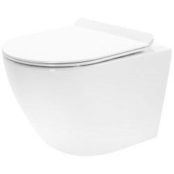 REA - Závěsná WC mísa Carter se sedátkem SLIM, rimless, bílá   (REA-C1400)
