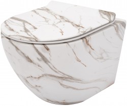 REA - Závěsná WC mísa včetně sedátka RIMLESS Carlos Slim Lava matná (REA-C8004)