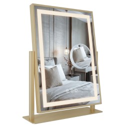 REA - Zrcadlo LED LUMI L.Gold 30x40cm (HOM-01802)
