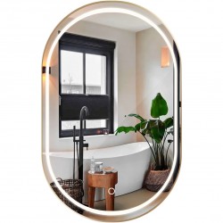 REA - Zrcadlo LED OLL 60x90 cm Brush Gold (HOM-02509)