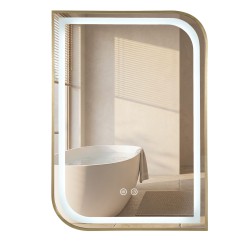 REA - Zrcadlo LED ZONE 70X50 BRUSH GOLD (HOM-00303)