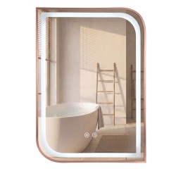 REA - Zrcadlo LED ZONE 70x50  BRUSH  ROSE GOLD (HOM-00304)