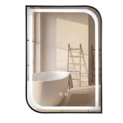 REA - Zrcadlo LED ZONE 80X60 BLACK (HOM-00208)