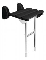 RIDDER - HANDICAP sklopné sedátko do sprchového koutu s podpěrou, 38x36cm, černá (A140110-1)