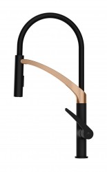 Rubineta - Dřezová baterie ULTIMA U-50 - černá-růžově zlatá (OLBAU50GB)