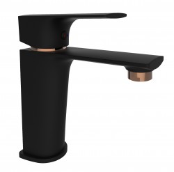 Rubineta - Umyvadlová baterie MODENA-18 černá-růžově zlatá (OLBAMOD18BG)