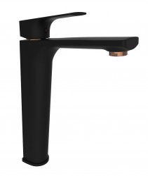 Rubineta - Umyvadlová vysoká baterie MODENA-18D černá-růžově zlatá (OLBAMOD18DBG)