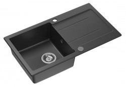 SAMONA - Granitový vestavný dřez s odkapem, 77x44cm, černá (30874504)