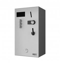 SANELA - Automaty Nástěnný mincovní automat pro 1-3 sprchy, interaktivní ovládání, antivandal, matný nerez (SLZA 01LN)