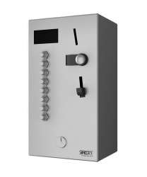 SANELA - Automaty Nástěnný mincovní automat pro 1-8 jednofázových spotřebičů, antivandal, matný nerez (SLZA 04L)