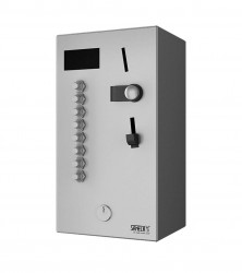 SANELA - Automaty Nástěnný mincovní automat pro 4-8 sprch, přímé ovládání, antivandal, matný nerez (SLZA 02LM)