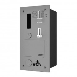 SANELA - Automaty Vestavný mincovní automat dveřního zámku s eurozámkem, antivandal, matný nerez (SLZA 40VZ)