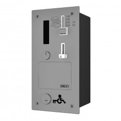 SANELA - Automaty Vestavný mincovní automat dveřního zámku s GSM, s eurozámkem, antivandal, matný nerez (SLZA 40GVZ)