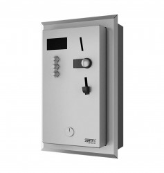 SANELA - Automaty Vestavný mincovní automat pro 1-3 sprchy, interaktivní ovládání, antivandal, matný nerez (SLZA 01LNZ)