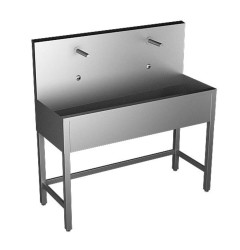 SANELA - Celoopláštěný stojící mycí žlab 1250 mm, 2 senzorové baterie, síťové napájení, antivandal, nerez (SLUN 50E)