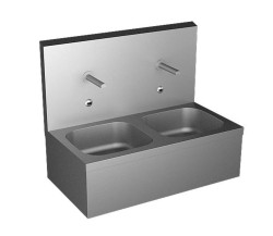 SANELA - Dvojdřez 870x475 mm, s ALS elektronickými bateriemi, s termostatem, síťové napájení, matný nerez (SLUN 07ET)