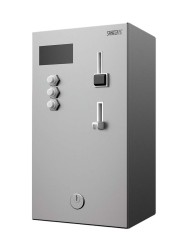 SANELA - Nástěnný mincovní automat pro 4-12 sprch, interaktivní ovládání, antivandal, matný nerez (SLZA 02KN)
