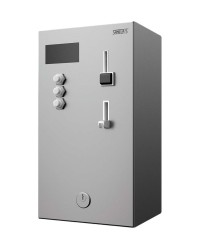 SANELA - Nástěnný mincovní automat pro 4-12 sprch, přímé ovládání, antivandal, matný nerez (SLZA 02KM)