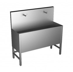 SANELA - Nerezová umyvadla Celoopláštěný stojící mycí žlab, 2 baterie s piezo ovládáním, síťové napájení, antivandal, nerez (SLUN 50PA)