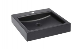SANELA - Nerezová umyvadla Umyvadlo 40x41 cm, bez přepadu, s otvorem pro baterii, matná černá (SLUN 73V)