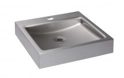 SANELA - Nerezová umyvadla Umyvadlo 40x41 cm, bez přepadu, s otvorem pro baterii, nerez (SLUN 73)