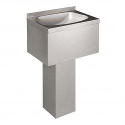 SANELA - Nerezová umyvadla Umyvadlo samonosné ke stěně 500x330x850 mm, bez otvoru pro baterii, matná nerez (SLUN 57)