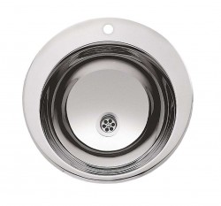 SANELA - Nerezová umyvadla Umyvadlo zápustné, průměr 44 cm, 1 otvor pro baterii, nerez (SLUN 28A)