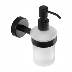 SANELA - Nerezové doplňky Dávkovač mýdla s držákem, matné sklo/černá mat (SLZD 14N)