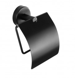 SANELA - Nerezové doplňky Držák toaletního papíru, s krytem, matná černá (SLZN 09N)