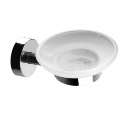SANELA - Nerezové doplňky Mýdlenka s držákem, matné sklo/lesklá nerez (SLZD 13)
