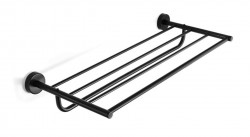 SANELA - Nerezové doplňky Polička na ručníky s hrazdou, délka 60 cm, matná černá (SLZD 37N)