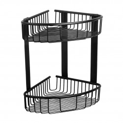 SANELA - Nerezové doplňky Polička rohová drátěná, matná černá (SLZD 28N)