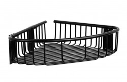 SANELA - Nerezové doplňky Rohová polička, matná černá (SLZD 26N)