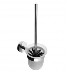 SANELA - Nerezové doplňky WC štětka nástěnná, matné sklo/lesklá nerez (SLZD 24)