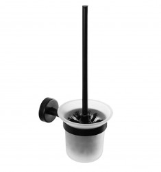SANELA - Nerezové doplňky WC štětka nástěnná, matné sklo/matná černá (SLZD 24N)