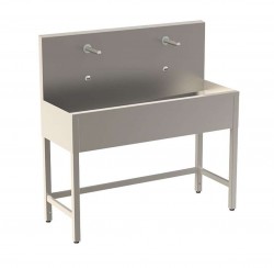 SANELA - Nerezové dřezy Celoopláštěný stojící mycí žlab 1250 mm, 2 senzorové baterie s termostatem, síťové napájení, antivandal, nerez (SLUN 50ET)