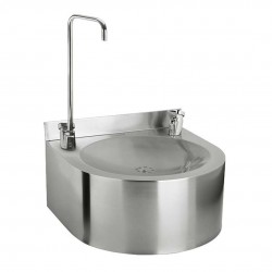 SANELA - Nerezové pitné fontánky Nerezová pitná fontánka závěsná s tlačnou pitnou armaturou a armaturou pro napouštění sklenic (SLUN 62S)