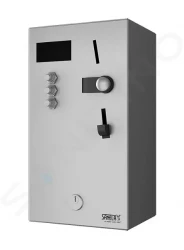 SANELA - Nerezové příslušenství Nástěnný mincovní automat pro 4-12 sprch, přímé ovládání, antivandal, matný nerez (SLZA 02M)