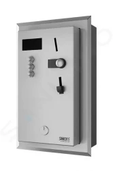 SANELA - Nerezové příslušenství Vestavný mincovní automat pro 4-12 sprch, přímé ovládání, antivandal, matný nerez (SLZA 02MZ)