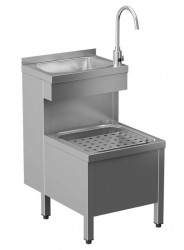 SANELA - Nerezové výlevky Stojící nerezová výlevka s umyvadlem a baterií, bateriové napájení, matný nerez (SLVN 02EB)