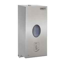 SANELA - Nerezový nástěnný dávkovač mýdla a desinfekce, plastová vnitřní nádobka, 850 ml (SLZN 71E)