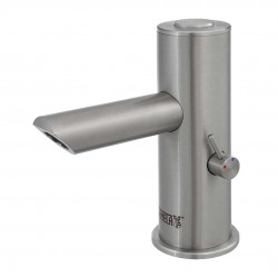 SANELA - Piezo baterie Nerezová umyvadlová baterie Piezo, 2 druhy vody, síťové napájení, antivandal (SLU 92PD)