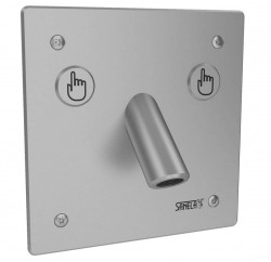 SANELA - Piezo baterie Nerezová umyvadlová baterie Piezo, 2 tlačítka pro 2 druhy vody, síťové napájení, antivandal (SLU 44PP)