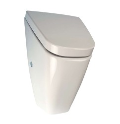 SANELA - Pisoár Villa s víkem, s radarovým splachovačem, zadní přívod vody, bateriové napájení 6 V, SoftClose, Bluetooth, bílá (SLP 37RB)