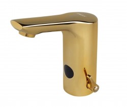 SANELA - Senzorové baterie Elektronická umyvadlová baterie, bateriové napájení, zlatá (SLU 76GB)