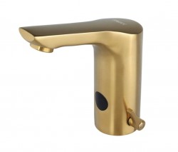 SANELA - Senzorové baterie Elektronická umyvadlová baterie, síťové napájení, matná zlatá (SLU 76GX)