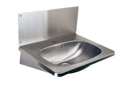 SANELA - Umyvadlo 595x445 mm, s přepadem, otvor pro baterii, nerez (SLUN 02)